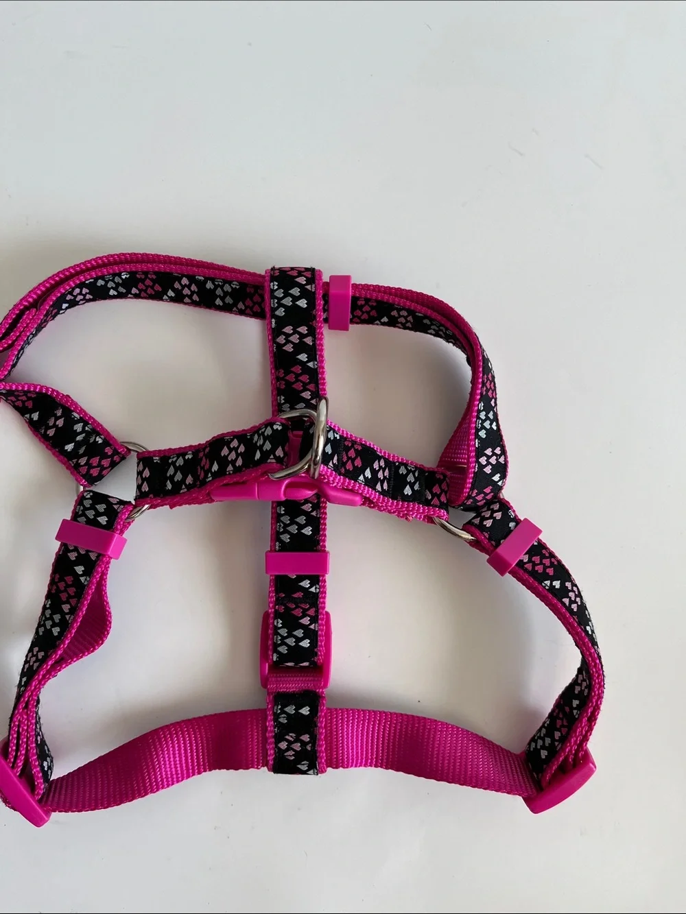 Adjustable Pink Heart-Print Dog Harness